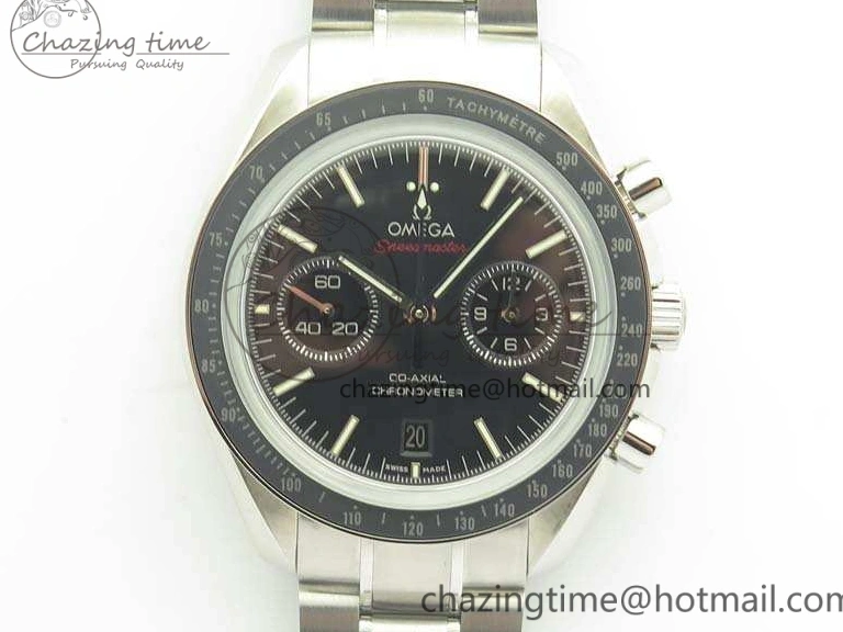 0306 TechFriendly SpeedMaster MoonWatch SS OMF 1:1 Best Edition Black Red Dial On SS Bracelet A9300 V 8092